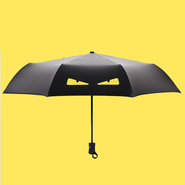 Fashion Cartoon Demon Children Umbrella Automatic Sunny Umbrella Rain Women Black Coating Anti UV Kids 3 Folding Parasol