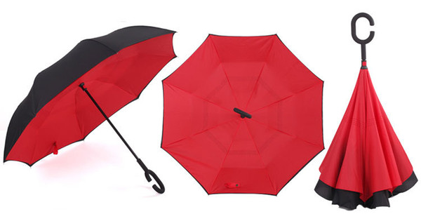 Folding Reverse Umbrella Double Layer Inverted Windproof Rain Car Umbrellas For Women