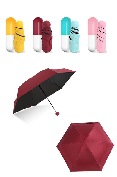 Funny Capsule Design MINI Umbrella Rain Women Small Five Folding Umbrellas Compact Sun/Rain Women's Sunshine Umbrella Sunshade WS-39