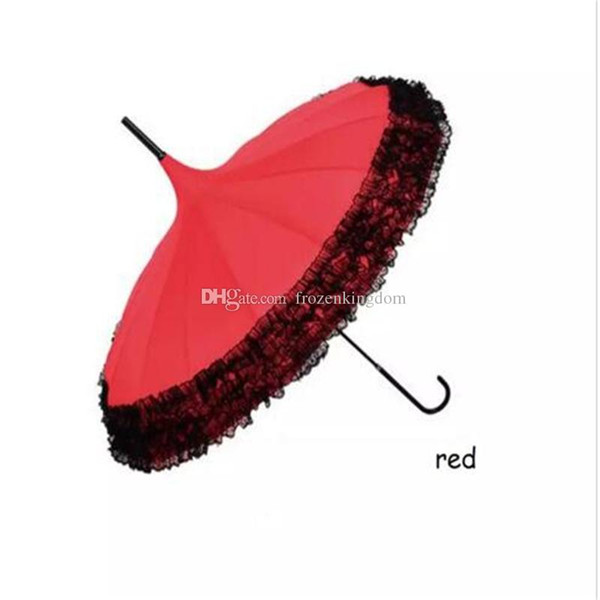 New Elegant Long-handle Lace Umbrella Fancy sunny and rainy Pagoda Umbrellas 7 colors available free shipping a83-a90