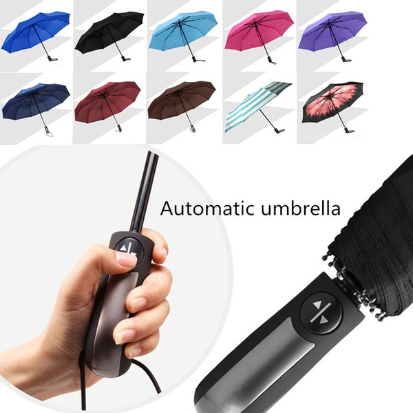 Automatic Umbrella Automatic Telescopic Umbrella Sunny Umbrellas with 8 Rigs 10 Rigs Rain Windproof Water Resistant Umbrellas