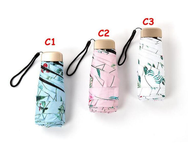 New Portable Floral Umbrella Mini Pocket Umbrellas Prevent UV Rainproof Folding Ladies Small Five Fold Flower Sun Umbrella Rain Umbrella