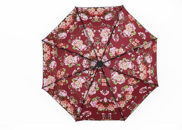 Newluxury Classic pattern Stylish letter logo Key auto Umbrella For Women 3 Fold Luxury Umbrella with Great Bag Rain Umbrella VIP party gift