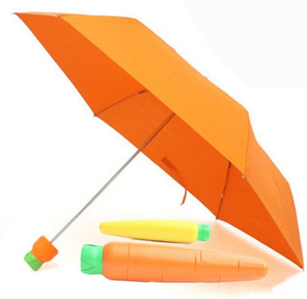 Cute Creative Eggplant Carrot Umbrella Child Men Women Three Folding Rain Travel Vegetable Fruit Sun Paraguas Umbrellas wedding Gift wn131