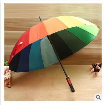 Rainbow Umbrella High Quality 16K Golf Umbrella Automatic Long-handle Umbrella Sunny Rainy Pongee Rainbow Adult Color Umbrella DHgate New