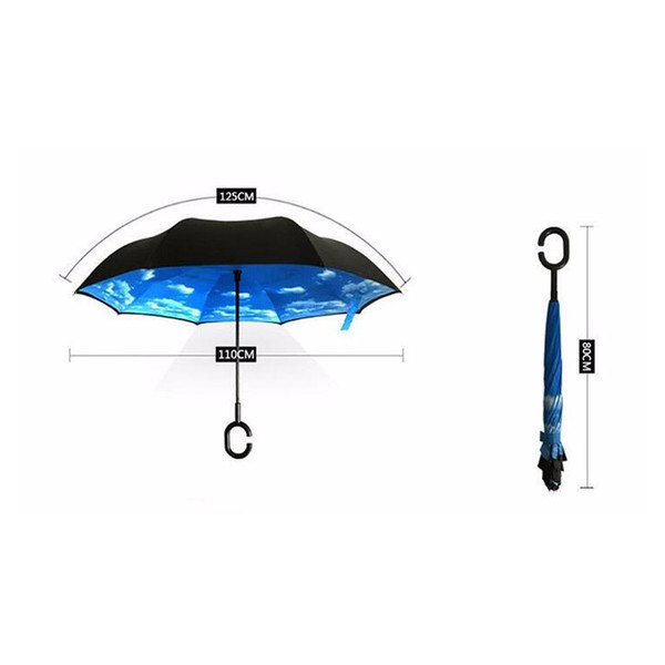 2019 Hot sale Creative Inverted Umbrellas Double Layer With C Handle Inside Out Reverse Windproof Umbrella 34 colors