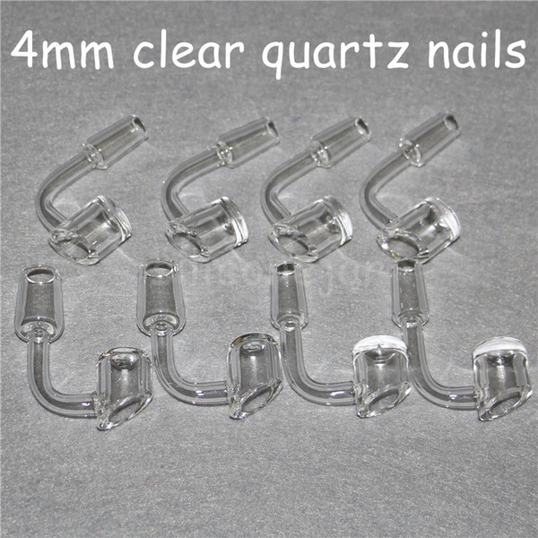 Quartz banger 4mm thick domeless 100% real crystal quartz nail for bong 90 degrees 18mm 14mm male female wax 90 degree smoking Accessories