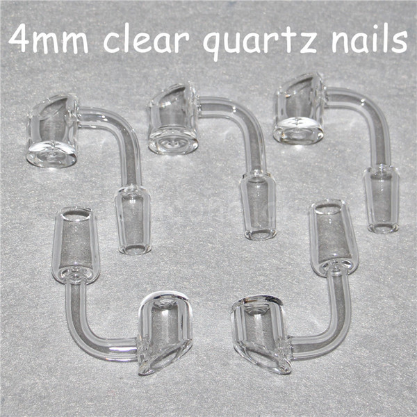 Female Male 10 14 18 mm Quartz Nail 4mm Thick 45 90 Degrees 100% Pure Quartz Banger Nail Domeless Glass Bong Nail