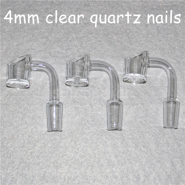 Wholesale Transparent Real Quartz Banger Nail 4mm Cup Thick 90 Degree 14mm Joint Male Thermal Quartz Banger Honey Bucket For Oil Rigs bong