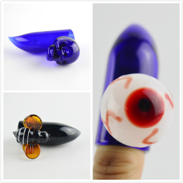 Smoking Glass Dabber Oil Wax Dab Tools Glass Finger Nail Skull Dabs Tool Skull Finger Tip Dabbers Glass Dabber Carb Cap 3 Styles