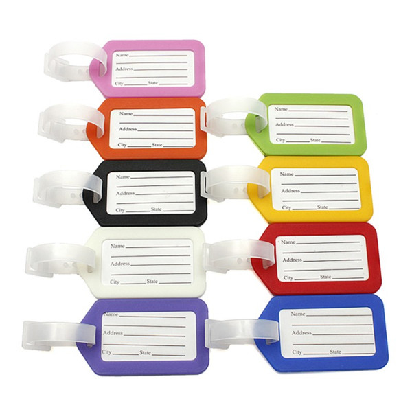 PVC Plastic Luggage Tag Holder Labels Strap Name Address ID Suitcase Bag Baggage Travel Luggage label Random