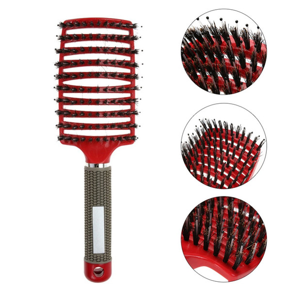 Free Shipping Hair Scalp Massage Comb Hairbrush Bristle&Nylon Women Wet Curly Detangle Hair Brush for Salon Hairdressing Styling Tools