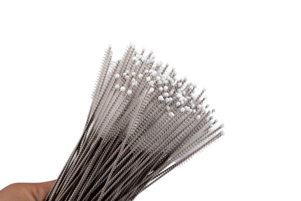 Free Shipping 600pcs/lot 8inch New Stainless Steel Straw Brush Bottle Cleaning Brushes Size 200mm x10mm