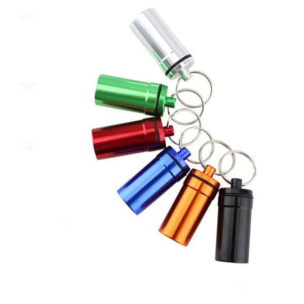 Aluminum alloy medicine bottle outdoor portable sealed warehouse small pill case key chain hanging bottle fast selling jc-026