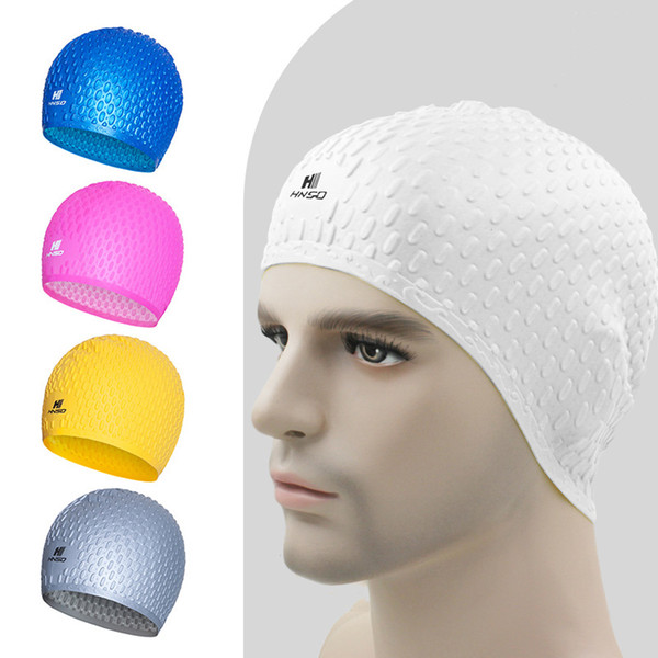 Men Adults Silicone Waterproof Swimming Caps Protect Ears Women Long Hair Waterproof Sports Swim Pool Hat Elastic Swimming Cap DH1131 T03