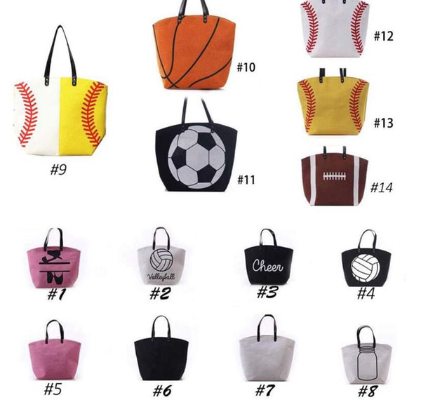 2019Canvas Bag Baseball Tote Sports Bags Casual Softball Bag Football Soccer Basketball Cotton Canvas Tote Bag