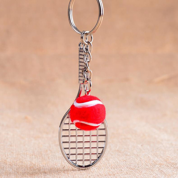 Tennis Racket Keychain - Cute Sport Mini Keychain car 6 color Pendant Keyring Sports Key Chain Who love sports Gifts