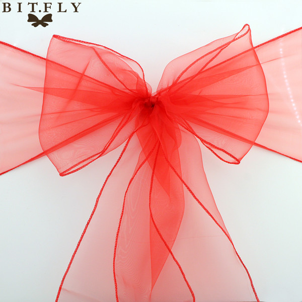 sash covers BIT.FLY 18cm*275cm Organza Sashes Bow Cover chair sashes tulle diy For Weddings Events &Party Decoration by free shipping