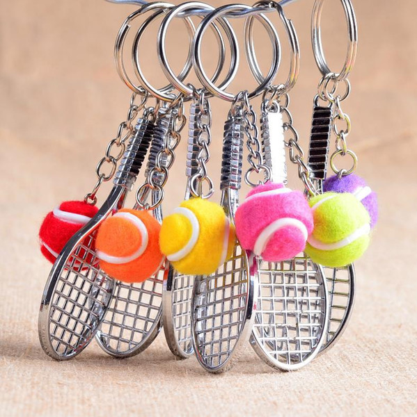 Tennis Racket Keychain - Cute Sport Mini Keychain car 6 color Pendant Keyring Sports Key Chain Who love sports Gifts