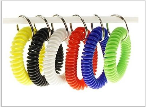 Generic Colorful Spring Spiral Wrist Coil Flexible Spiral Coil Wristband Wrist Band Key Ring Chain Key Tag for Gym Pool