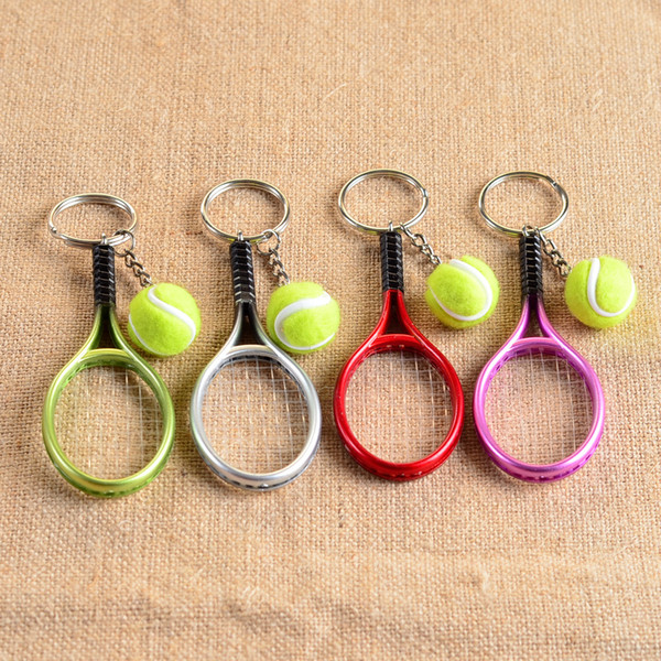 New Design Tennis racket Keychain Women Men Tennis Balls Schoolbag Keyrings Birthday Christmas Children Gift Car key