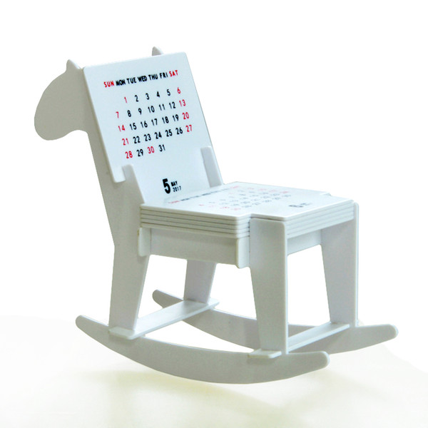 Funny Rocking Chair Sculpture Calendar 2018 3D DIY Cockhorse Desktop Calendar Creative Stationery Gifts