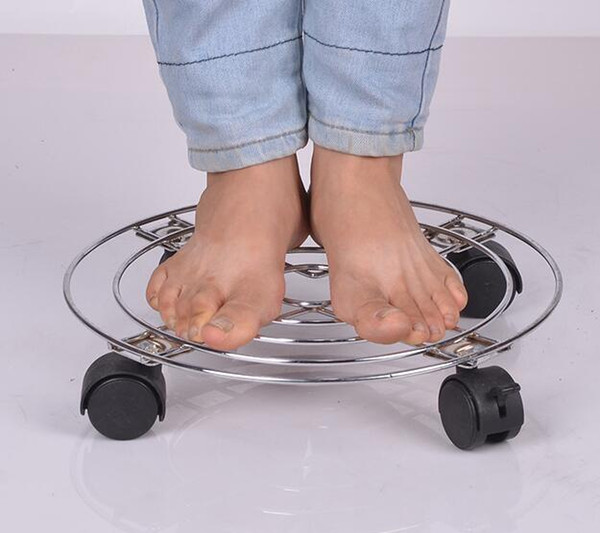 Factory Direct New Iron Plant Pot Round Wheels Mover Trolley Caddy Garden Plate Metal Stand Holder Caster Plane Moving Frame