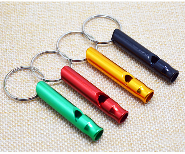 Hot Aluminum Alloy Whistle Keyring Keychain Mini For Outdoor Emergency Survival Safety Sport Camping Hunting free shipping