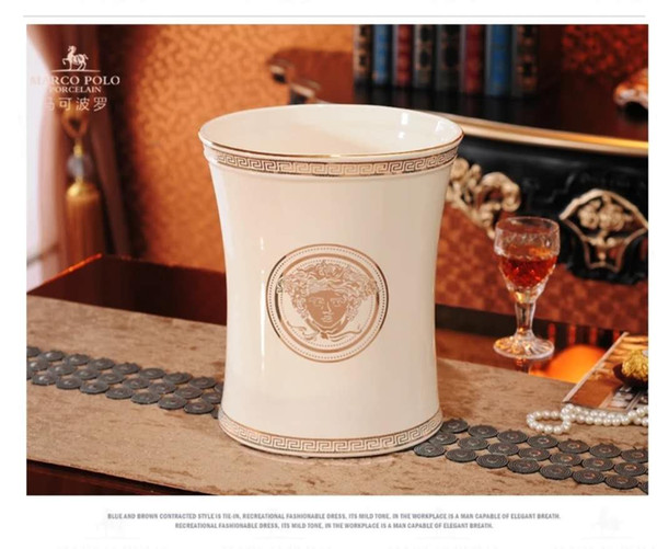 luxury Brand bathroom set European style bathroom Ceramic dustbin home decoration