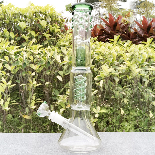 free shipping ,glass oil pipes for smoking manufacturer direct sale, 12inch green water pipes percolator ,glass bong slides