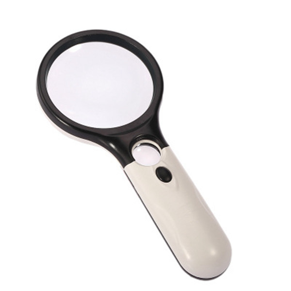 LED Hand-held 45x Microscope Pocket Loupe Reading light Magnifier Portable Double Light Magnifier Reading Newspaper Tools YFA168