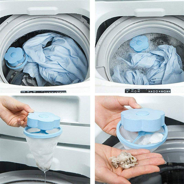 Reusable Washing Machine Laundry Filter Bag Floating Lint Hair Catcher Mesh Pouch Household Cleaning Vacuum Accessories 2 Pure Colors