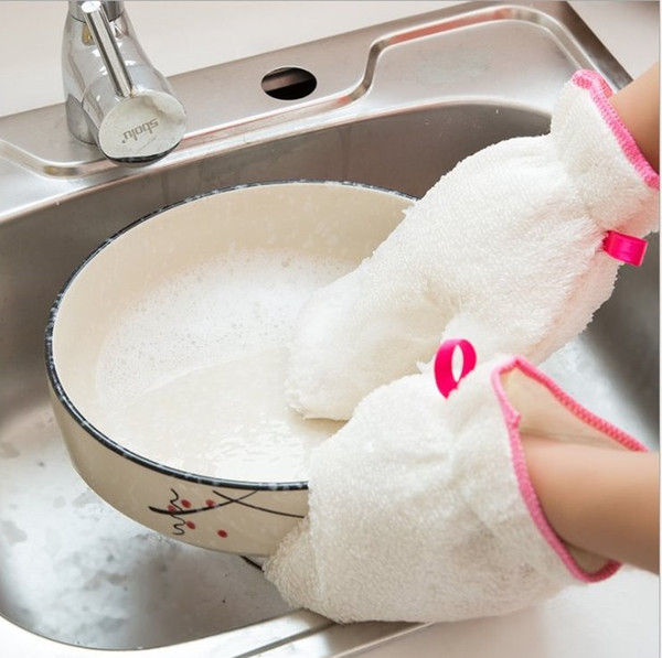 Bamboo fiber dishwashing gloves household kitchen cleaning waterproof non-greasy household gloves custom made