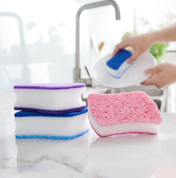 Multi-color Optional Multipurpose Three Layers Wood Pulp Cotton Sponge Magic Cleaning Brush Cleaner Kitchen Dish H190