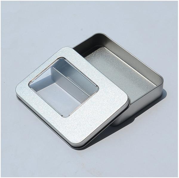 11.5x8.5x2.2cm Tin Container Storage Box Rectangle Metal Boxes with Window Packaging Transparent Gifts for Hand Spinner Jewelry Card Candy