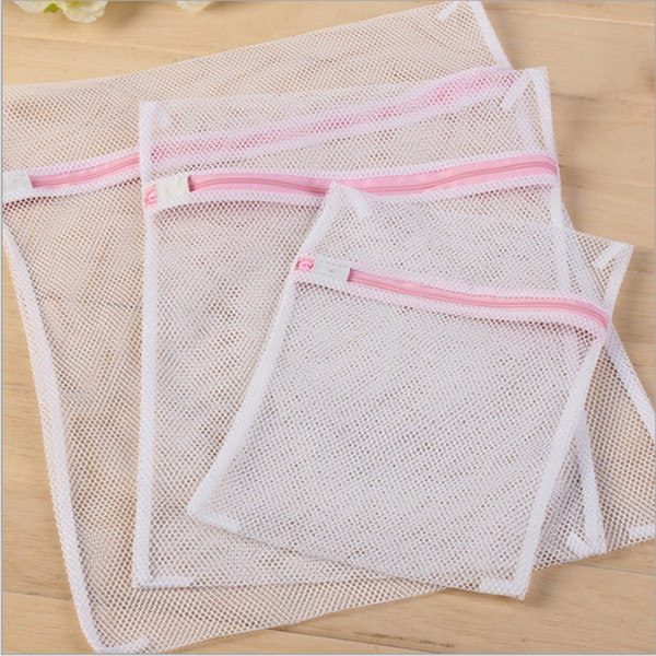 3Pcs/lot Zippered Foldable Nylon Laundry Bag Bra Socks Underwear Clothes Washing Machine Protection Net Mesh Bags 3 Sizes