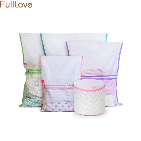 5PCS/Set Mesh Laundry Bags for Washing Machines 2018 New Patchwork Ziplock Laundry Bag for Dirty Clothes Travel Storage Bag