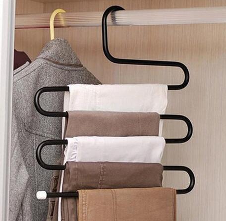 Metal Magic Pants Hanger Multi-function S-type iron racks Space Saver Rack Jeans Scarf Tie Closet Tool