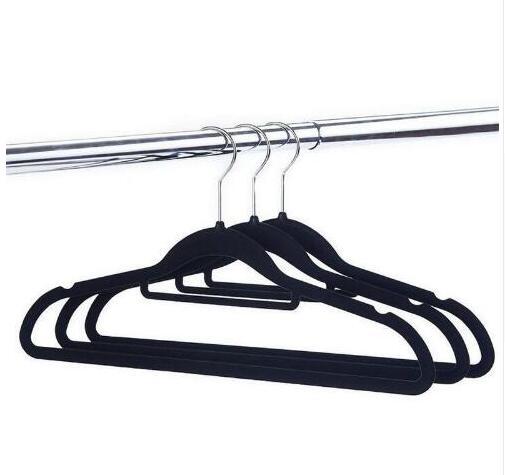 Free shipp 100PCS Slim Velvet Hangers Space Saving Non-slip Pile Coating Velour Hangers Clothes Storage Holder Hanger Antiskid