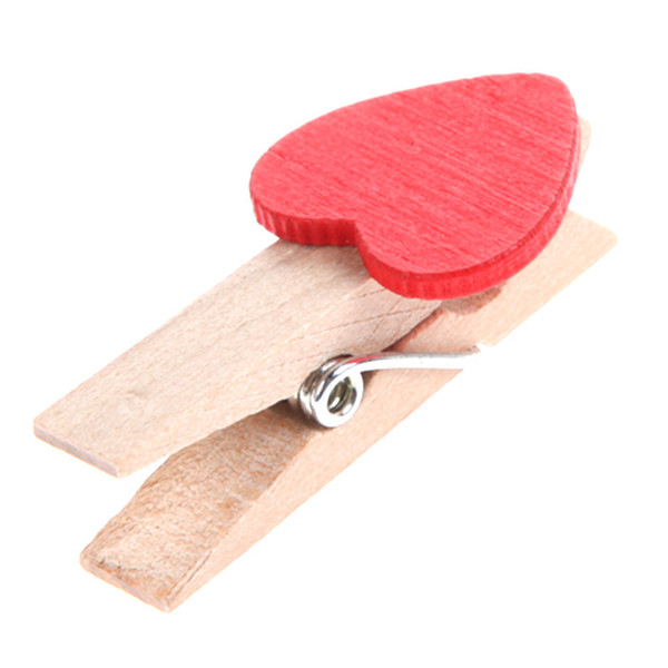 Min Love The Small Red Wooden Clip Log Photos Clip for Wedding Party Decoration