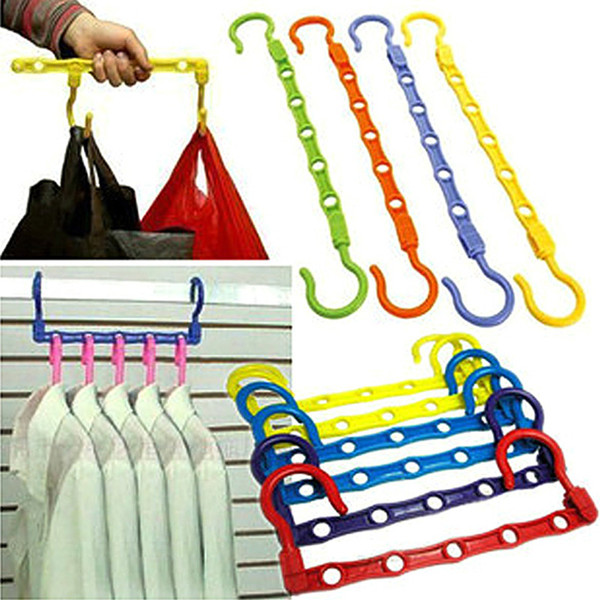 Useful 5-Hole Space Wonder Magic Hanger Hook Closet Organizer Windproof Clothes Hanger Cloth Rank Organizer