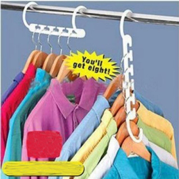 8pieces/1set Space Saver Wonder Magic Hanger Clothes Closet Organizer Hook Drying Rack Multi-Function Clothing Storage Racks