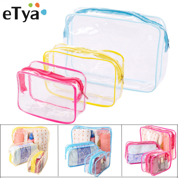 Etya Transparent Cosmetic Bag Men Women Makeup Bag Pvc Clear Travel Make Up Organizer Toiletry Storage Case Bath Wash Pouch Tote C19022701