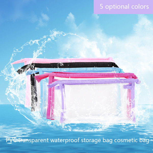 Transparent Cosmetic Bag For Make Up Plastic Travel Cosmetic Makeup Toiletry Storage Bag Zipper 23*6*13cm C18112801