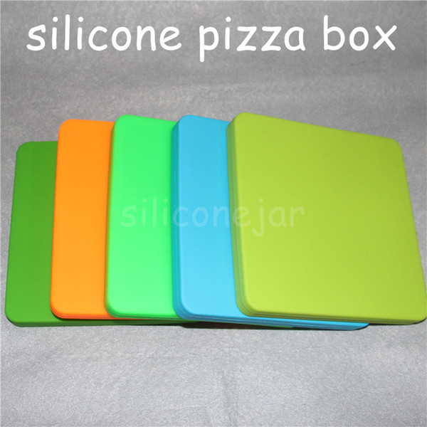 pizza box design Tobacco Smoking Storage case Tray silicone 200ml large capacity wax container smoking tool square dab pizza containers