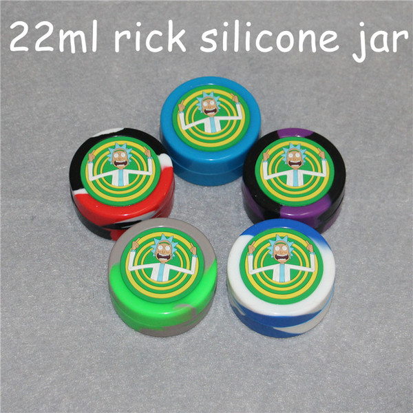 Wholesale 10colors 22ml rick and Morty Silicone Jar Dab Wax Containers For Wax Silicone Jars Concentrate Case glass bongs smoking pipes