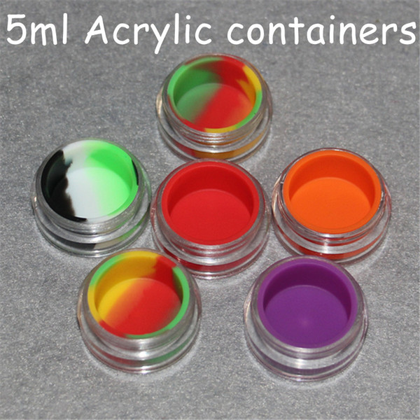 5ml plastic silicone container For Wax Oil,Container Silicone Jars for Wax Oil Extract Bho acrylic containers with the silicone insert