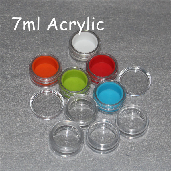 7ml clear acrylic silicone wax concentrate containers, Non-stick silicone Dab Hash Oil Dry Herb Storage Jars 100% food grade Silicon box