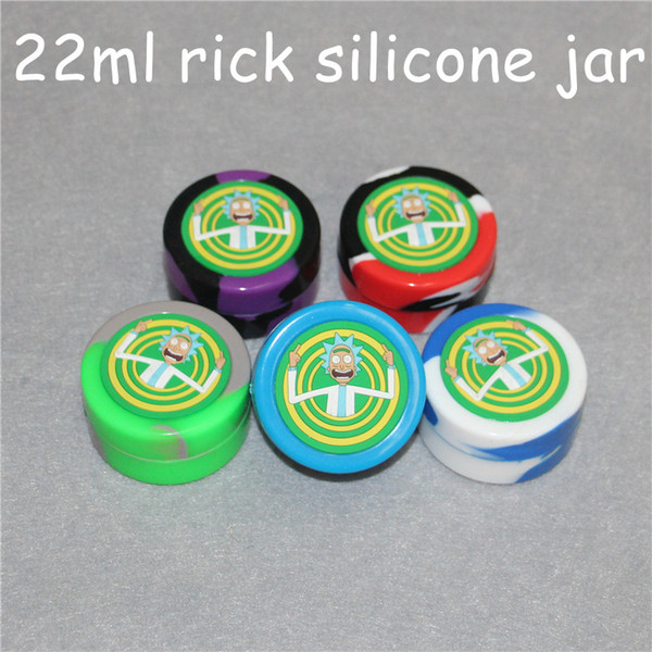 Non Stick Rick Design Silicone Jars Round Shape 22ML 55mmX28mm Dab Wax Vaporizer Oil Silicone Container