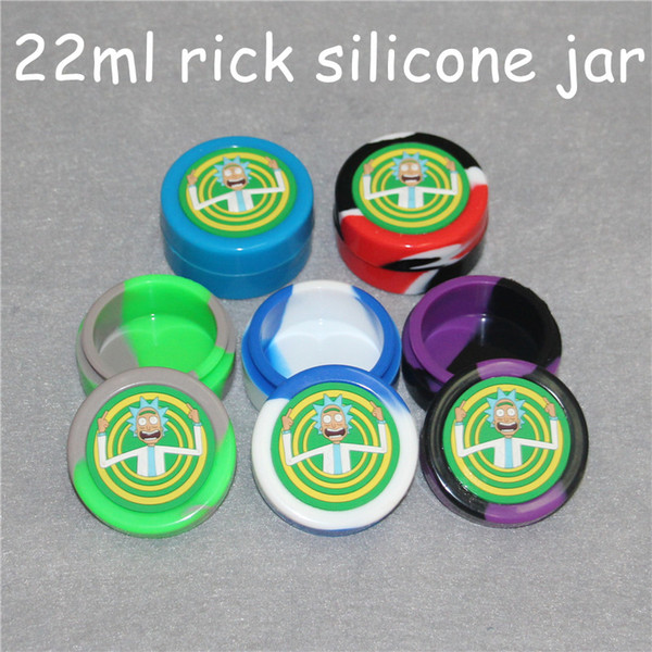 Rick design wax containers silicone box 22ml silicone container food grade jars dab tool storage jar oil holder for vaporizer glass pipe